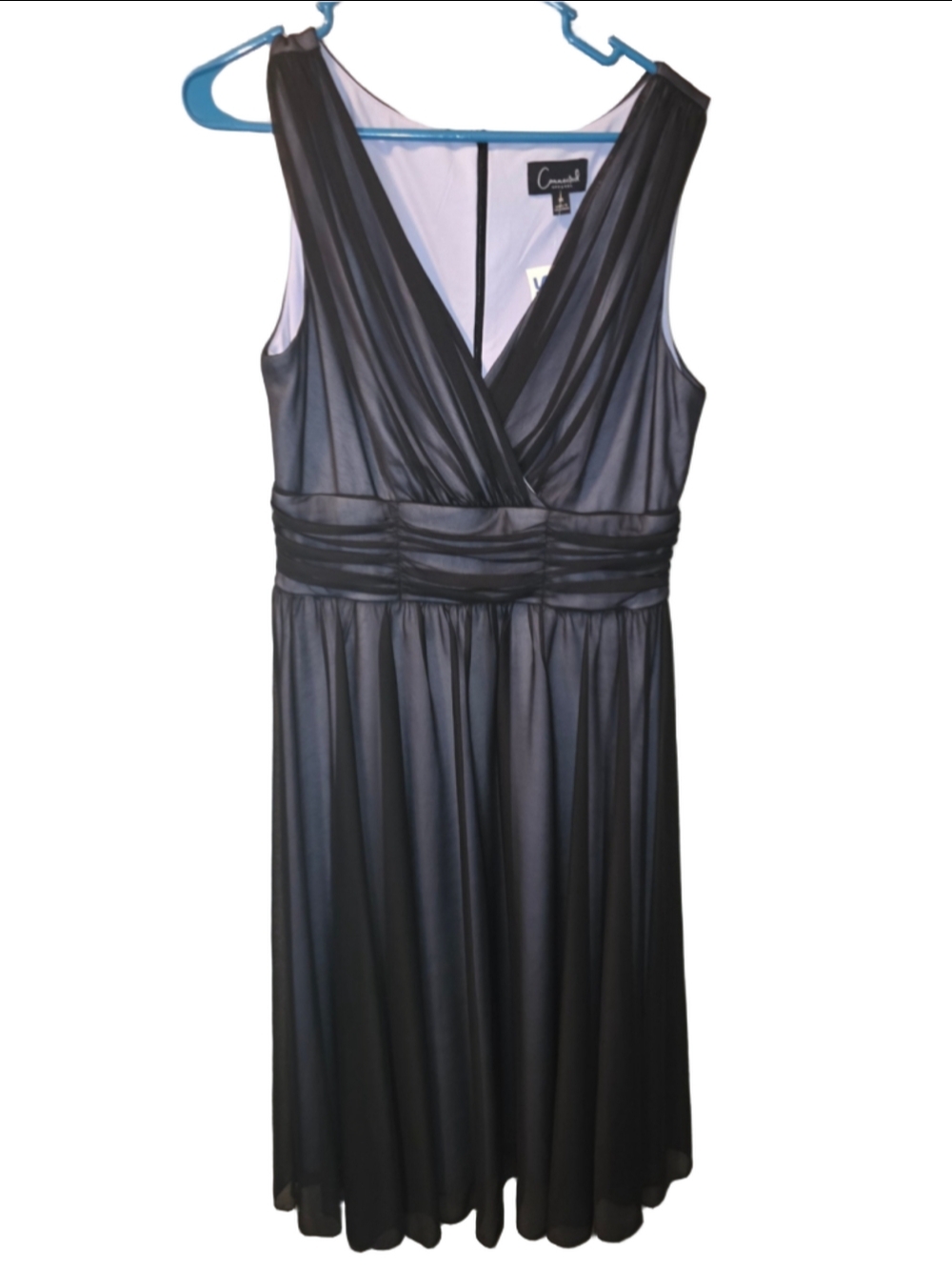 Women's Connected Apparel Black Grey Midi Dress Size 14 formal chic black tie